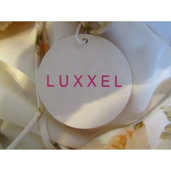 Luxxel Maxi Dress Yellow Floral Open Back Puff Sleeve NWT Womens Size S - Picture 8 of 9